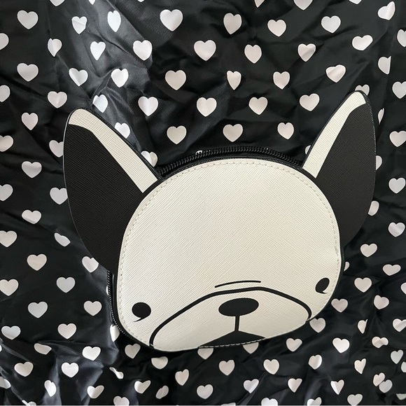 STRADIVARIUS FRENCH BULLDOG Foldable Tote Bag Black Heart Print - Picture 10 of 11